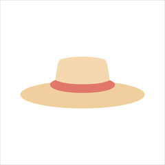 Fototapeta na wymiar Beach Hat Flat Style Icon Design Vector