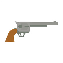 picture of a revolver, flat style illustration