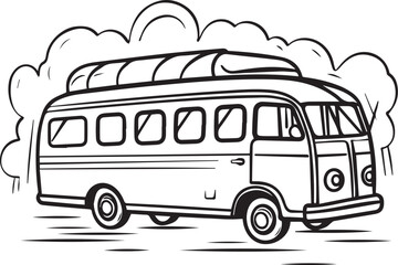 Bus line art coloring page design