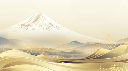 上品な富士山　日本画　「AI生成画像」