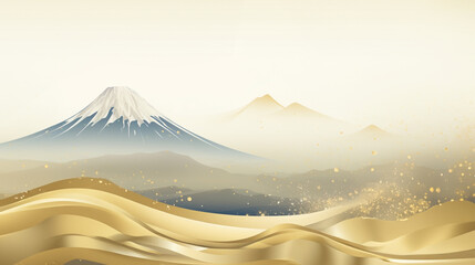 上品な富士山　日本画　「AI生成画像」 - obrazy, fototapety, plakaty