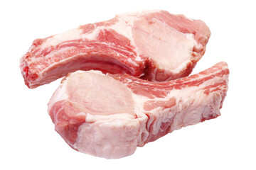 Fresh raw pork chops steak isolated - obrazy, fototapety, plakaty