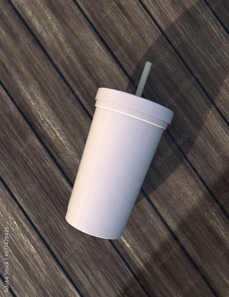 Poster a 3d rendering of a sleek and stylish tumbler with a simple yet tasteful and harmonious background d