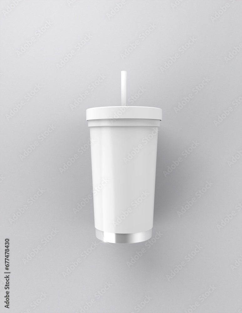 Poster a 3d rendering of a sleek and stylish tumbler with a simple yet tasteful and harmonious background d