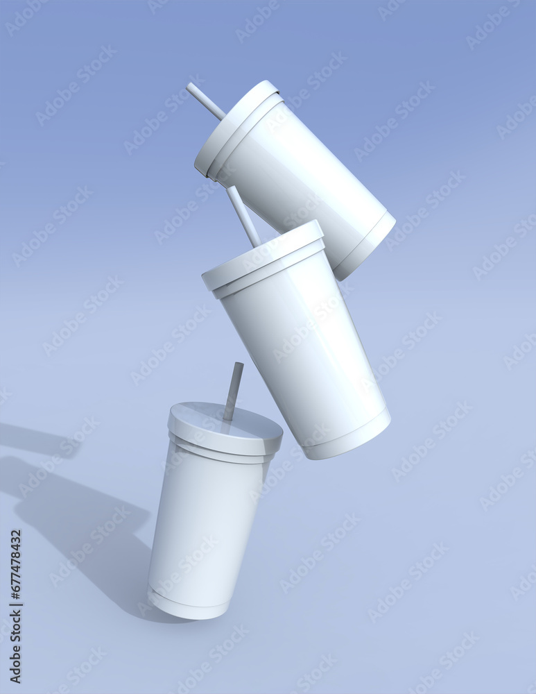 Poster a 3d rendering of a sleek and stylish tumbler with a simple yet tasteful and harmonious background d