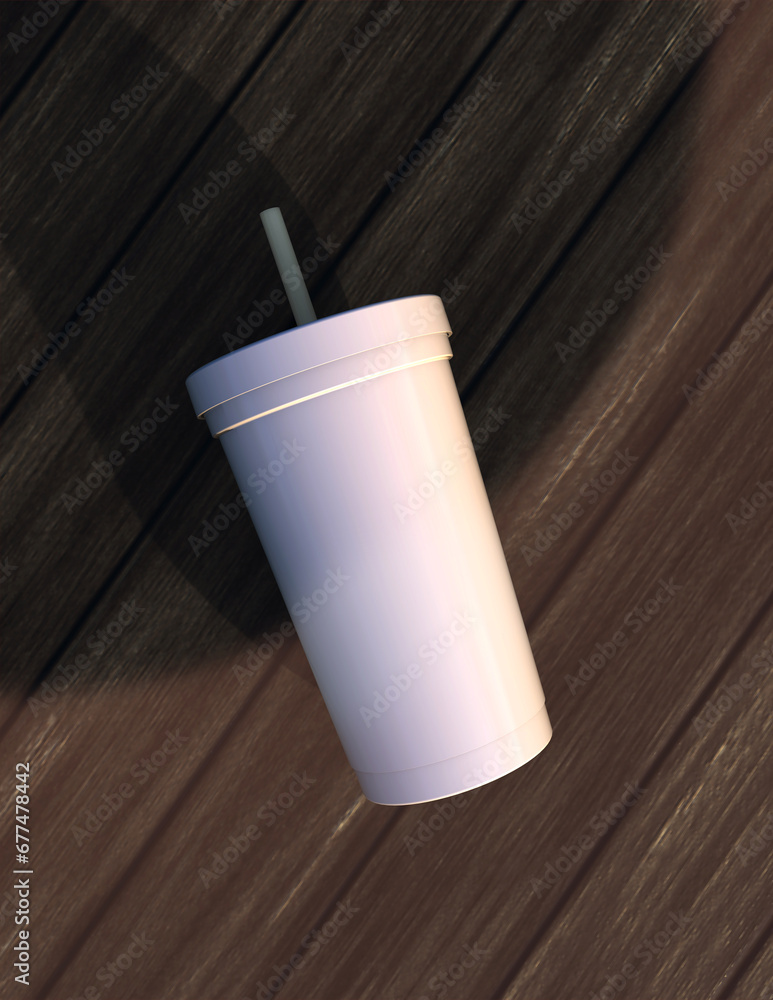 Poster a 3d rendering of a sleek and stylish tumbler with a simple yet tasteful and harmonious background d