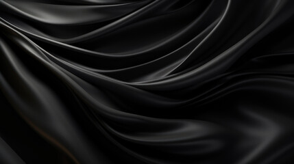 Abstract Black silk luxury cloth. Liquid wavy or wavy folds of grunge silk texture satin velvet material. Creases of satin, silk, cloth luxurious background or elegant wallpaper. Generative AI