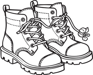 Pair of Boots line art coloring page design