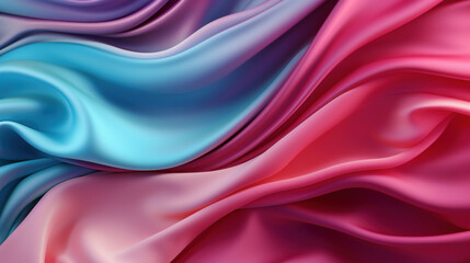 Obraz premium Abstract Colorful silk luxury cloth. Liquid wavy or wavy folds of grunge silk texture satin velvet material. Creases of satin, silk, cloth luxurious background or elegant wallpaper. Generative AI