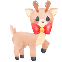 The reindeer was standing with one front leg raised watercolor illustration