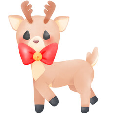 Reindeer walking with legs lifted  It's a watercolor illustration