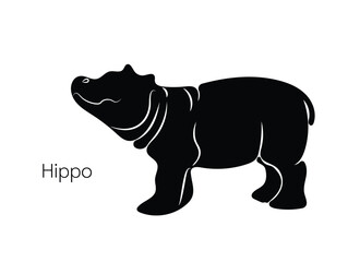Cartoon Illustration Of A baby Hippo, Hippo Vector on white background.