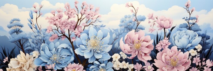 Garden Watercolor Floral Seamles Pattern Hand , Banner Image For Website, Background Pattern Seamless, Desktop Wallpaper