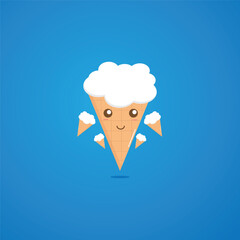 Abstract fun ice cream doodle with face. . Dessert vector illustration. vector for cards, poster designs and prints