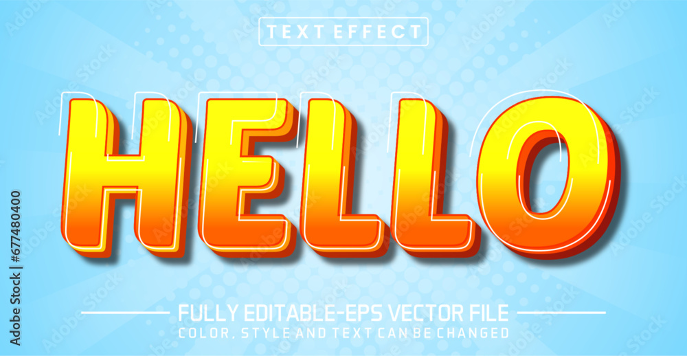 Poster hello orange font text effect editable