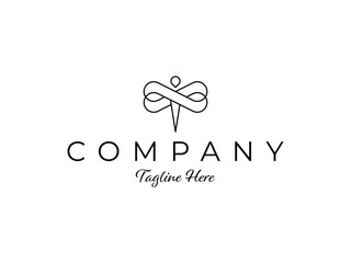 minimalist dragonfly line logo design - obrazy, fototapety, plakaty