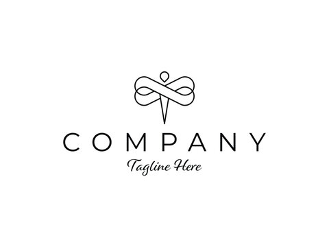 minimalist dragonfly line logo design