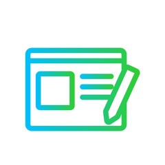 Blog digital marketing icon with blue and green gradient outline style. blog, internet, online, social, web, blogging, business. Vector Illustration
