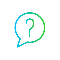 FAQ digital marketing icon with blue and green gradient outline style. faq, question, help, ask, support, answer, information. Vector Illustration