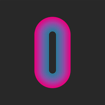 Letter O logo initial or number 0 zero monogram vibrant blue and pink gradient, creative oval geometric shape, smooth parallel thin lines logotype design.