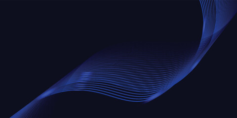 lines wave Dark blue abstract background with glowing wave. Shiny moving lines design element. Modern purple blue gradient flowing wave lines. Futuristic technology concept. vector 