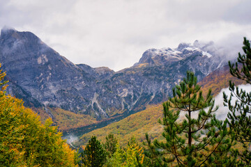 Beautiful autumnal scenery of Thethi National Park in Northern Albania. 