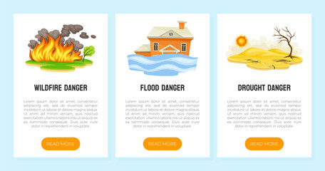 Cataclysm and Natural Disaster Web Banner Design Vector Template