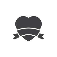 Fototapeta premium Heart with ribbon vector icon
