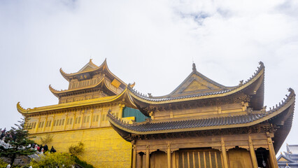 Fototapeta premium Mount Emei , Emeishan sacred Buddhist Mountains in Leshan during morning at Leshan Sichuan , China : 15 October 2023