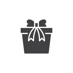 Gift box with bow ribbon vector icon