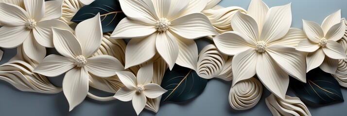 Creamy Seamless Pattern Floral Leaves , Banner Image For Website, Background Pattern Seamless, Desktop Wallpaper