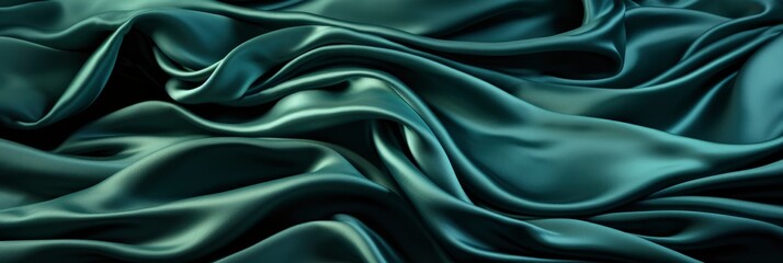 Crumpled Dark Green Silk Fabric Background , Banner Image For Website, Background Pattern Seamless, Desktop Wallpaper
