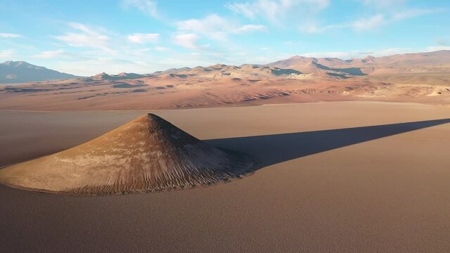 Dolly Left Cono de Arita Salta Argentina Sunrise Morning Shadow Incredible Landscape