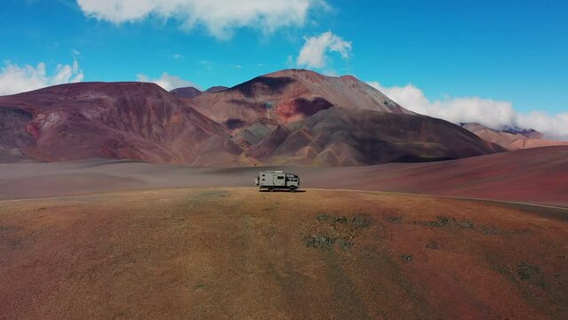 Tilt up Expedition Truck Overlanding 
Laguna Brava Up Red Hill Catamarca Argentina