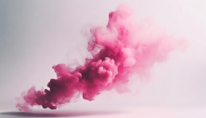 Pink smoke floating on a light gray background