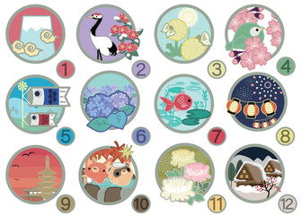 四季イラストセット12カ月