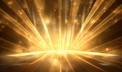 Golden scene with light rays effect, Generative AI