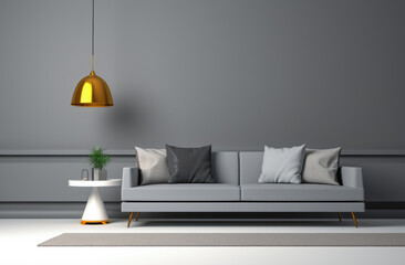 Chic Minimalist Living Room with a modern sofa and little decor.