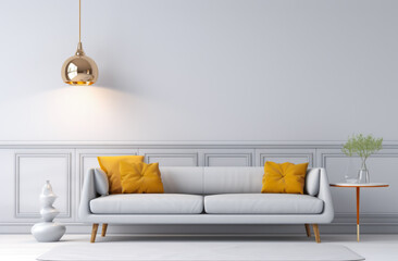 Chic Minimalist Living Room with a modern sofa and little decor.