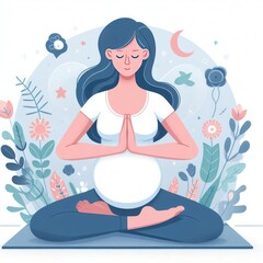Portrait of a meditating, relaxing, exercising woman. Concept of meditation, relaxation, yoga, zen, spirituality, self healing, wellbeing, wellness, praying, mental health.