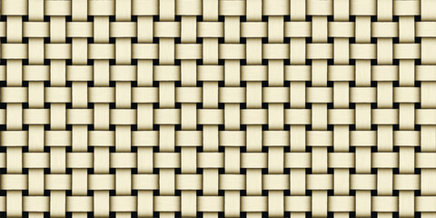 Light yellow wicker background. Geometric seamless pattern. Vector illustration	 - obrazy, fototapety, plakaty