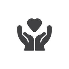 Hands with heart vector icon