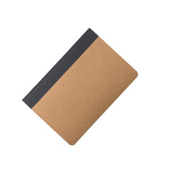 Closed brown paper notebook. Realistic, photography isolated on white background.