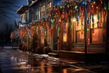 Christmas Lights: Festive holiday lights, decorations, and displays in towns and neighborhoods. - Generative AI