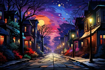 Christmas Lights: Festive holiday lights, decorations, and displays in towns and neighborhoods. - Generative AI