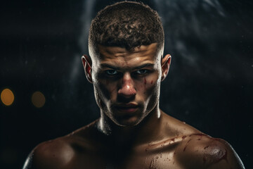 Boxing, sport, Fighter, dark, art, close-up, portrait