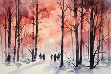 Silhouettes: Use the long shadows and stark contrasts of winter to create captivating silhouettes against the snow. - Generative AI
