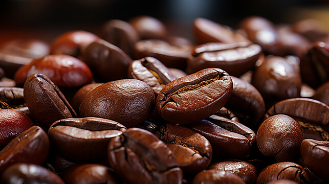 coffee beans on a wooden background HD 8K wallpaper Stock Photographic Image