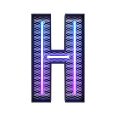 Neon retro Alphabet letter isolated on transparent background. 3d illustration. Png