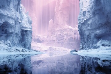 Fototapeta na wymiar Frozen Waterfalls: Photograph the unique formations of frozen waterfalls in cold regions. - Generative AI